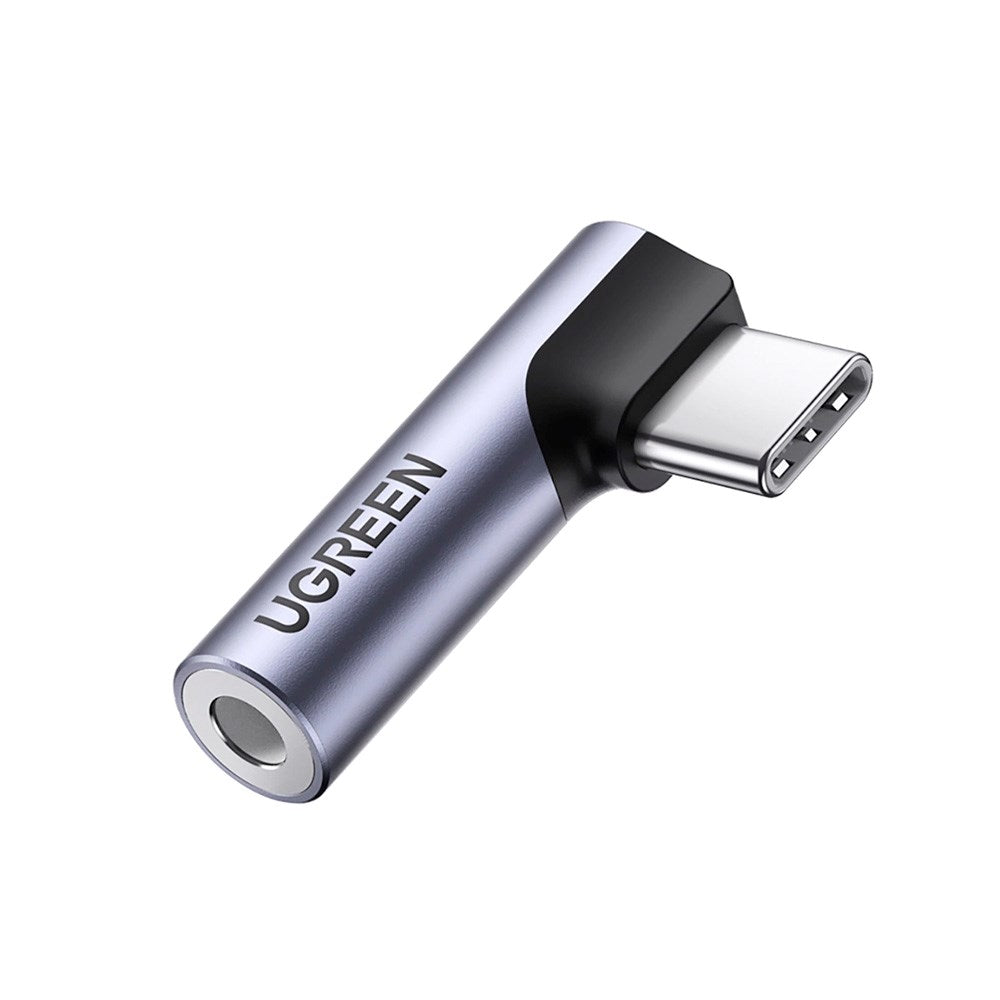 Vinklet USB-C til Mini Jack Adapter - Ugreen AV154 - 3.5mm - Grå
