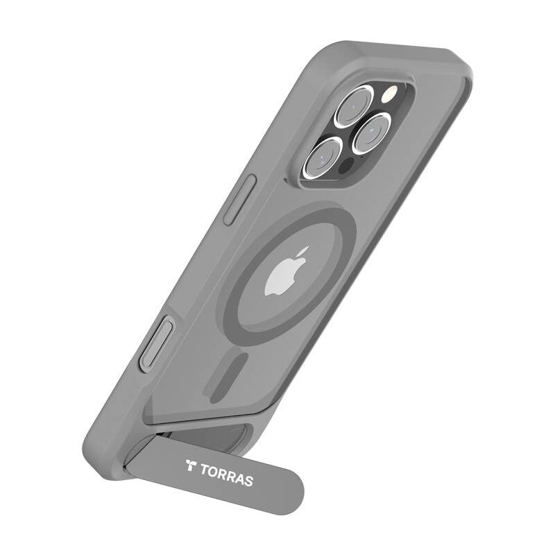 TORRAS iPhone 16 Pro Max - Pstand Hybrid Cover m. Ståfunktion - MagSafe Kompatibel - Grå