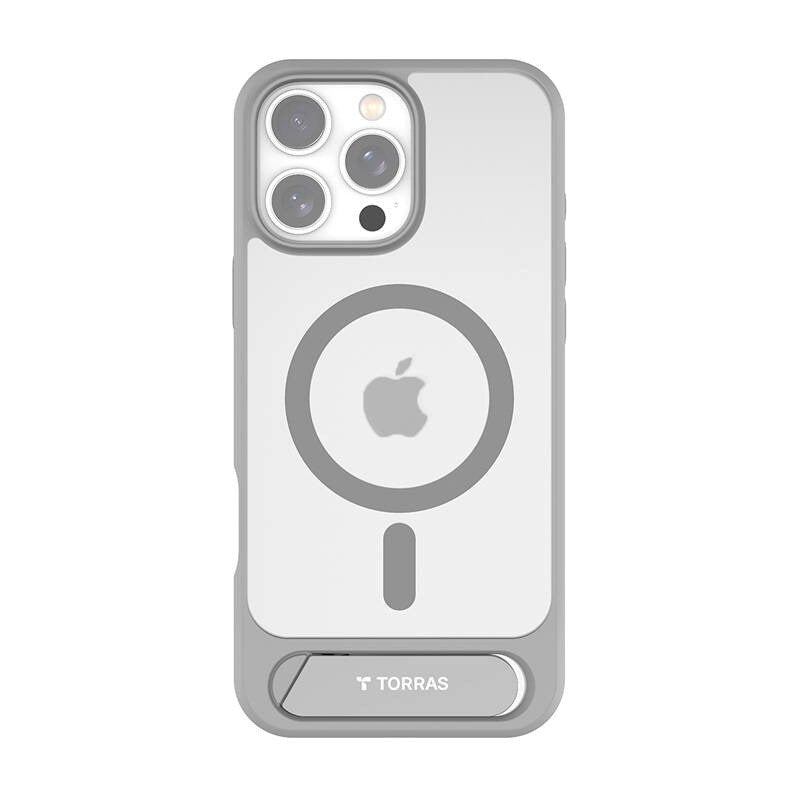 TORRAS iPhone 16 Pro Max - Pstand Hybrid Cover m. Ståfunktion - MagSafe Kompatibel - Grå