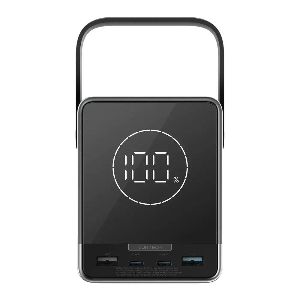 CUKTECH PowerBank m. Trådløs Opladning - 2x USB-C & 2x USB-A - 300W / 40.000 mAh - Sort