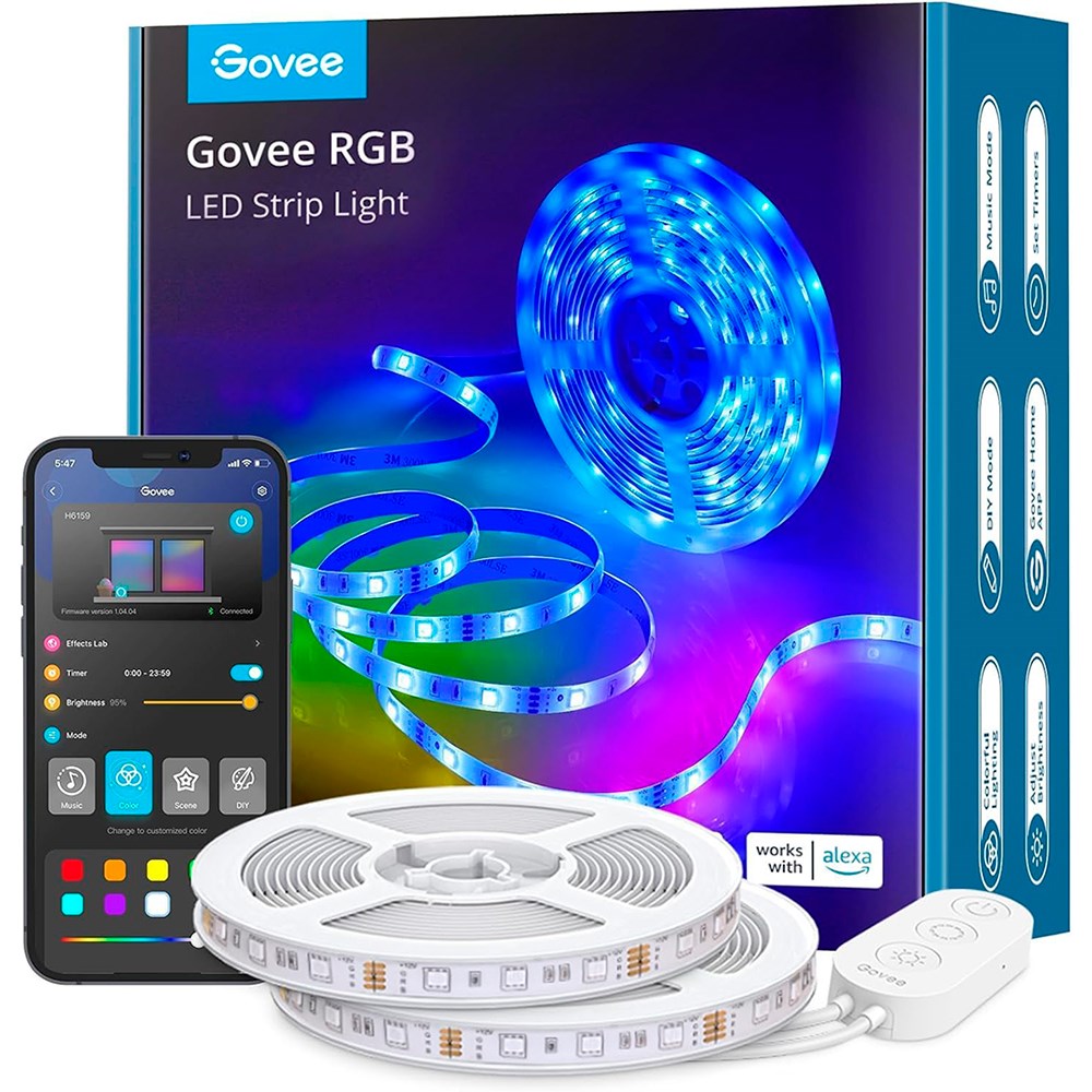 Govee Smart Wi-Fi + Bluetooth RGB LED Strip Lights 2x5m - Hvid