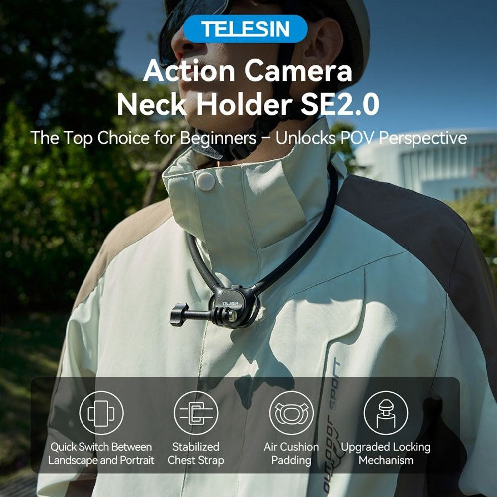 TELESIN Modellerbar Halsrem til Action Kamera - Sort