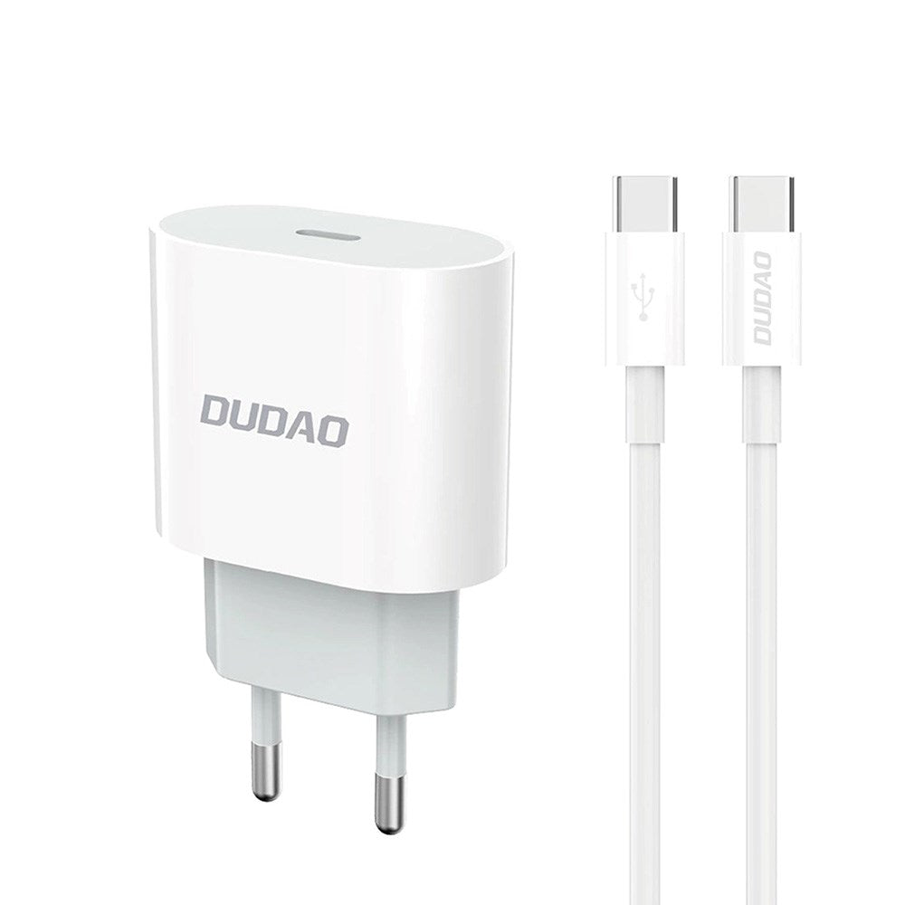 Dudao 20W PD (Power Delivery) Vægoplader USB-C - inkl. Kabel - Hvid