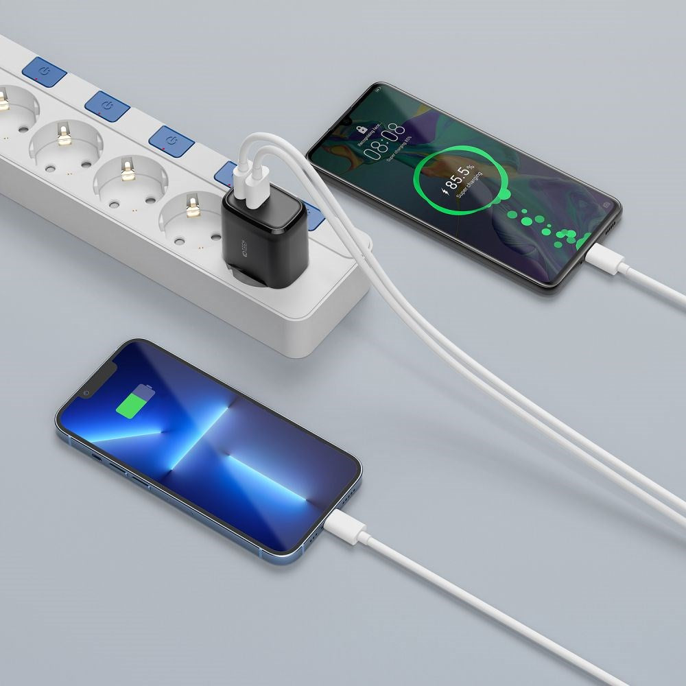 Tech-Protect 20W Vægoplader m. 1 x USB-C & 1 x USB-A - Sort