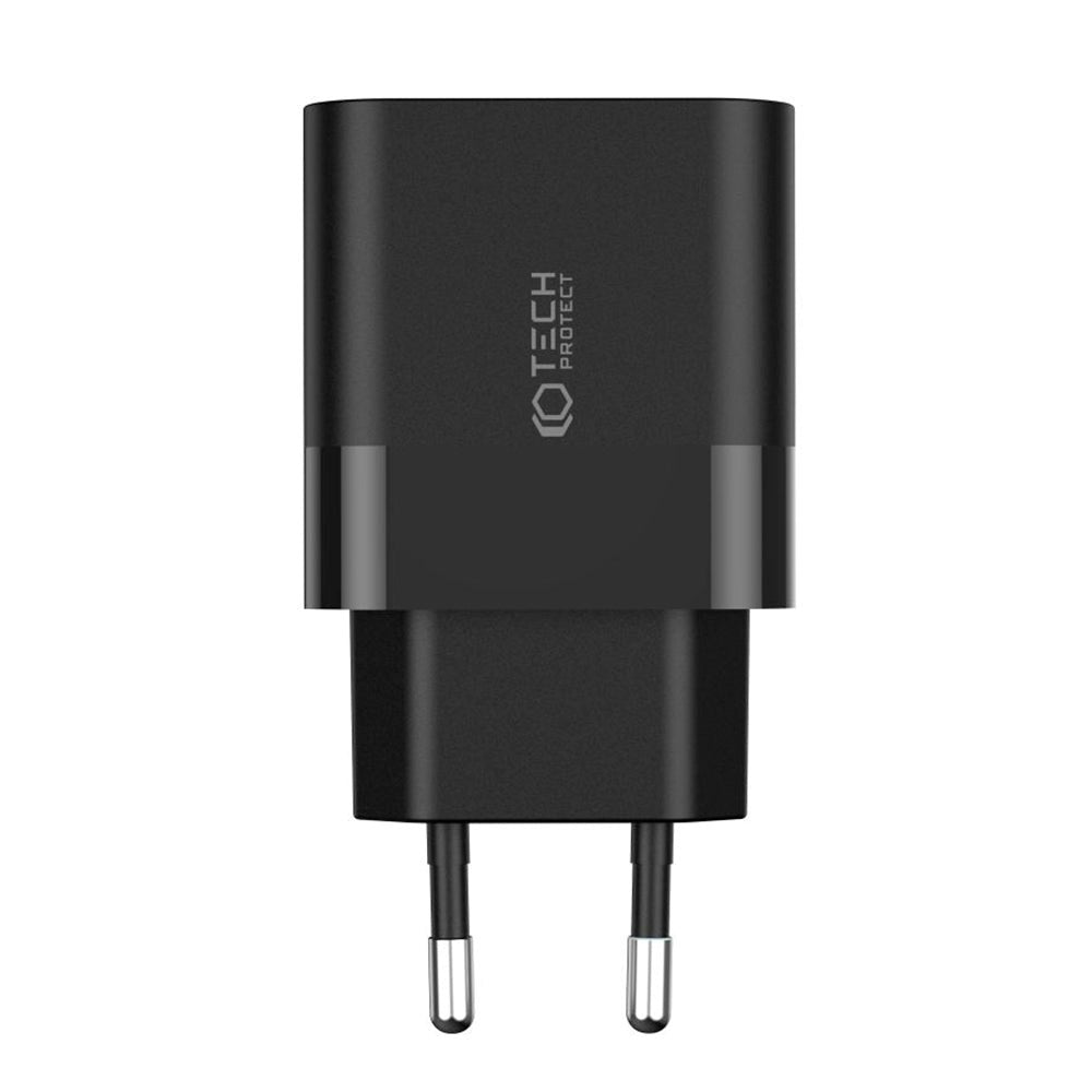 Tech-Protect 20W Vægoplader m. 2 x USB-C - Sort