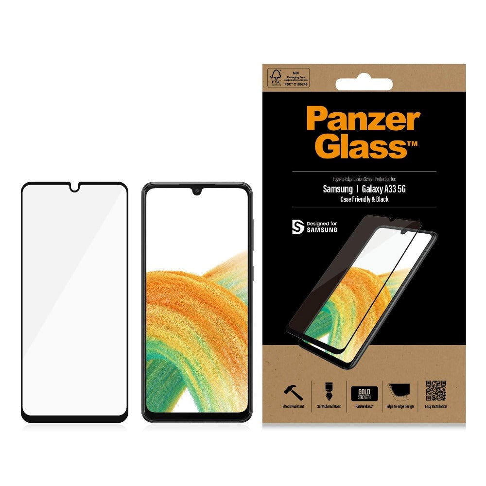 Samsung Galaxy A33 (5G) PanzerGlass Edge-to-Edge Hærdet Glas - Case-Friendly - Sort Kant
