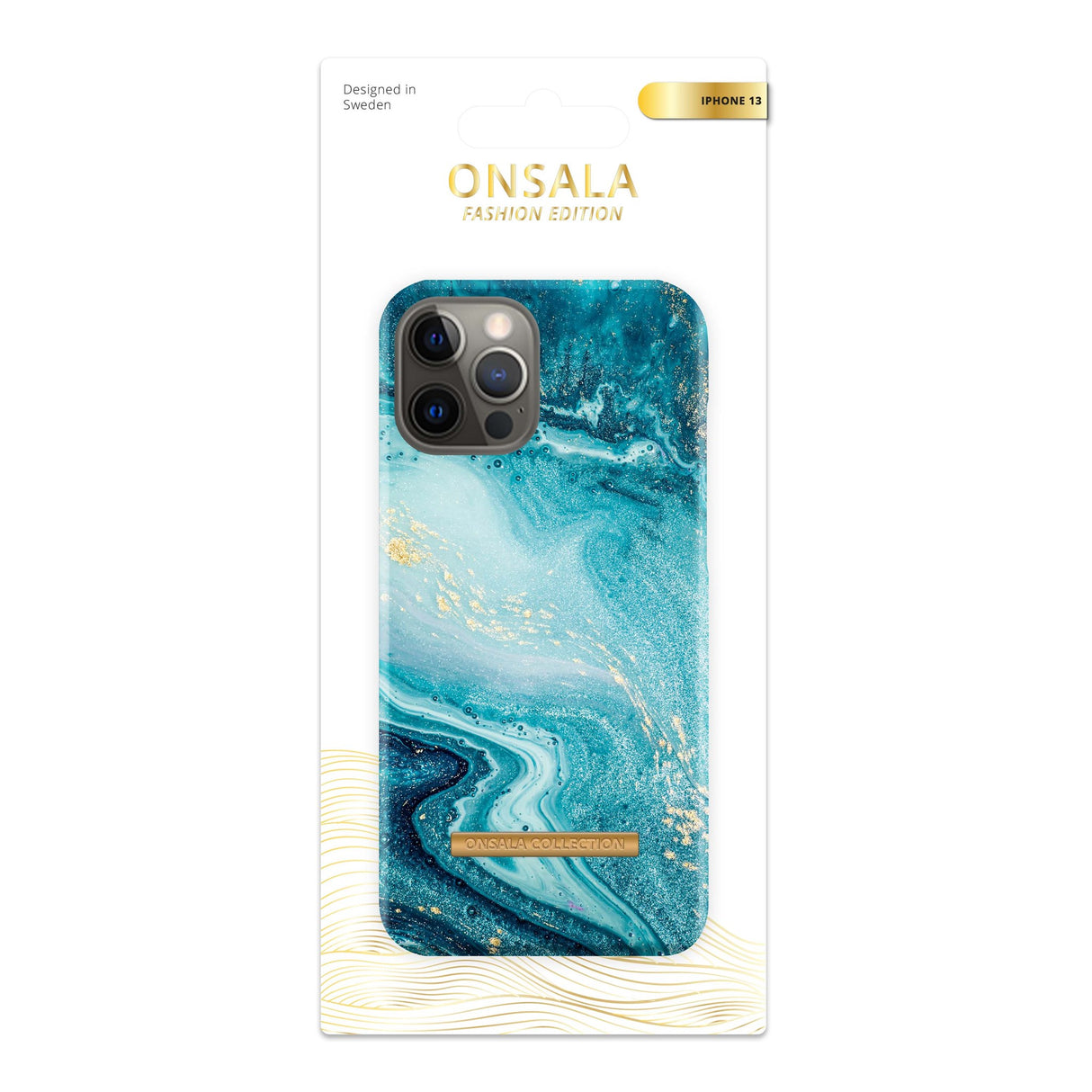 iPhone 13 Mini Onsala Fashion Collection Cover - Magnetisk - Blue Sea Marble