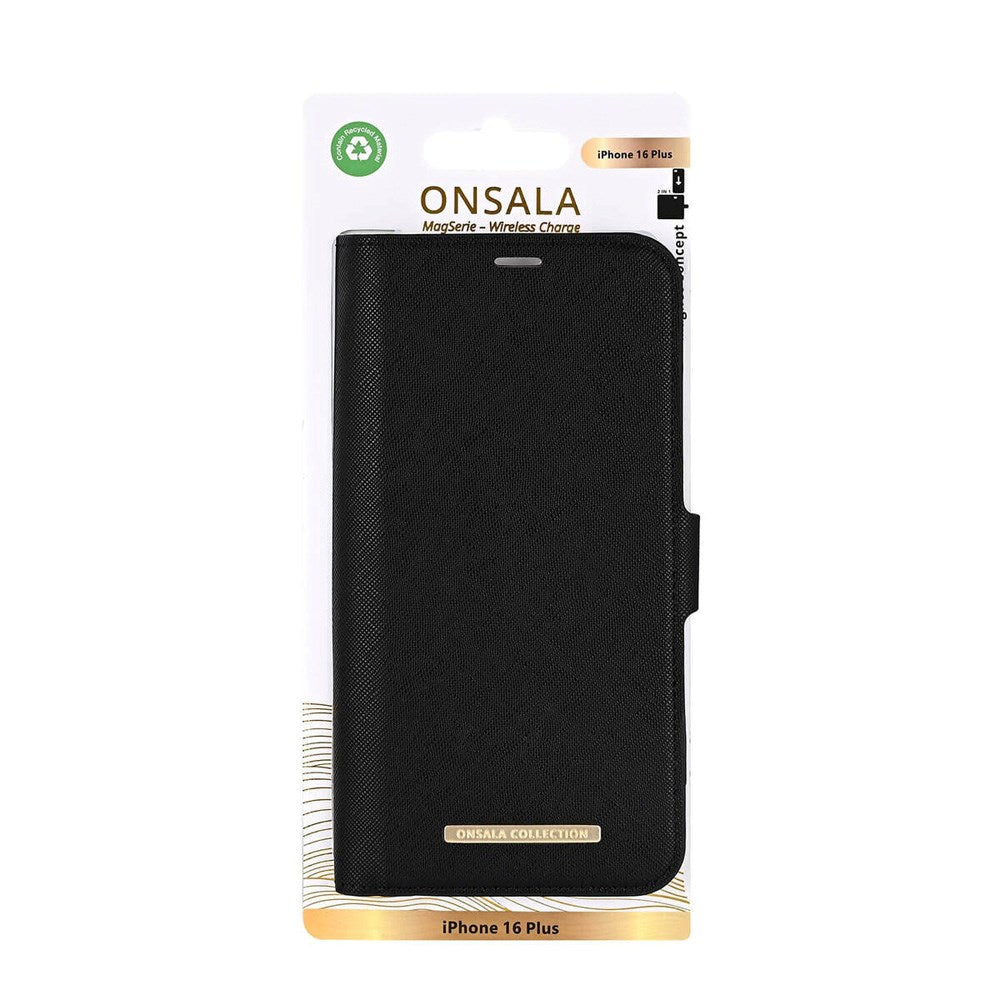 Onsala iPhone 16 Plus ECO Flip Cover m. Pung - MagSafe Kompatibel - Black