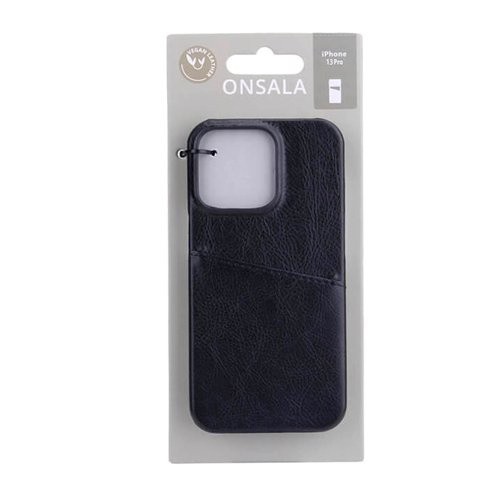 Onsala iPhone 13 Pro Onsala Collection Læder Bagside Cover m. Kortlomme - Sort