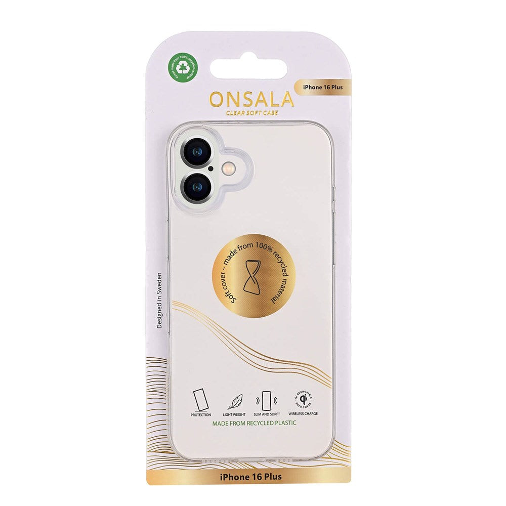 iPhone 16 Plus Onsala 100% Genanvendt Plastik Bagside Cover - Gennemsigtig