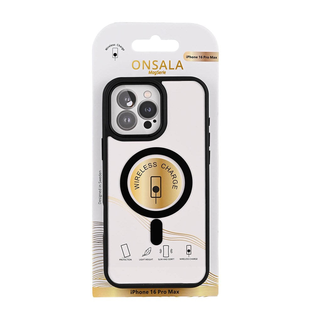 iPhone 16 Pro Max Onsala Bumper Bagside Cover - MagSafe Kompatibel - Sort & Gennemsigtig