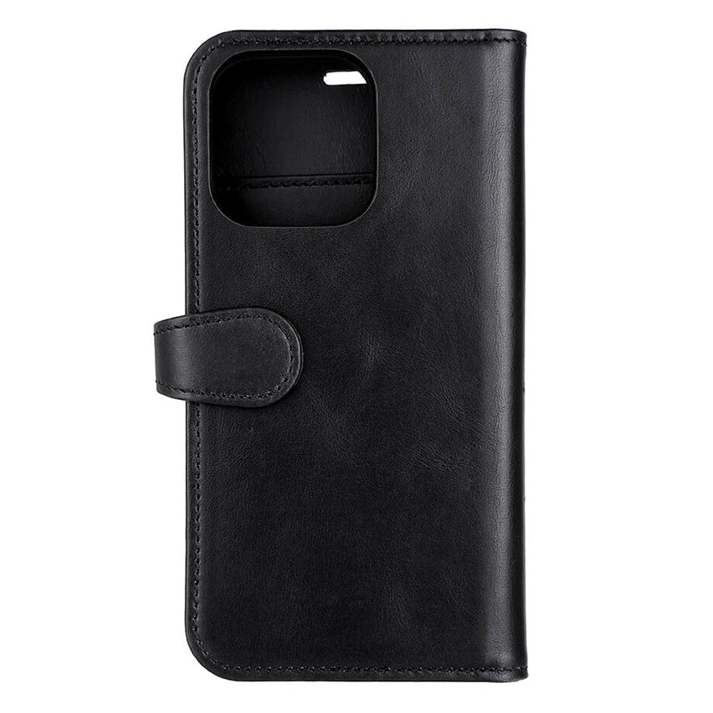 iPhone 14 Pro Buffalo Wallet Ægte Læder Magnet Flip Cover m. Pung - Sort