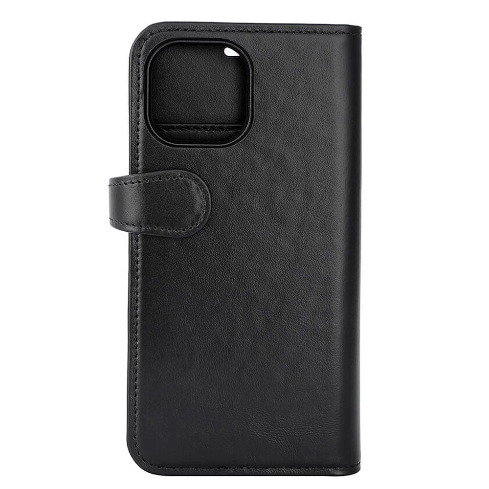 iPhone 15 Buffalo 2-in-1 Wallet Ægte Læder Magnet Flip Cover m. Pung - Sort