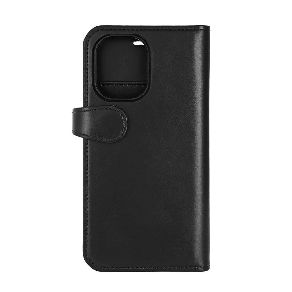 iPhone 16 Buffalo 2-in-1 Wallet Ægte Læder Magnet Flip Cover m. Pung - MagSafe Kompatibel - Sort