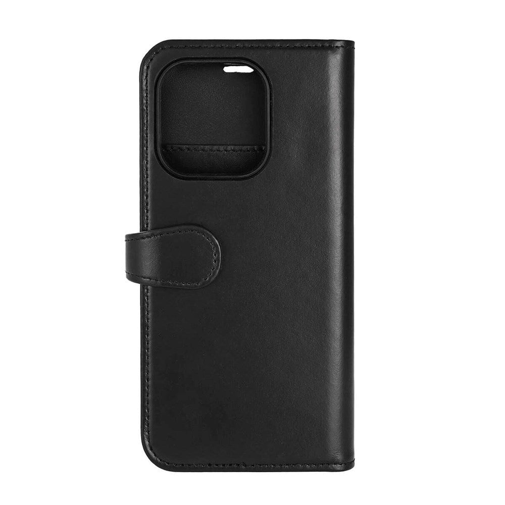 iPhone 16 Pro Buffalo 2-in-1 Wallet Ægte Læder Magnet Flip Cover m. Pung - MagSafe Kompatibel - Sort
