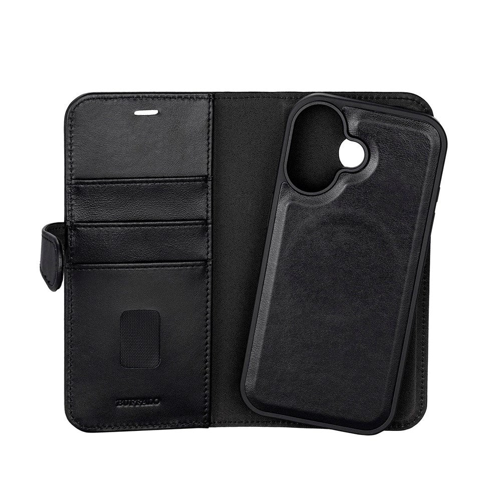 Buffalo iPhone 17 Ægte Læder Flip Cover - Sort
