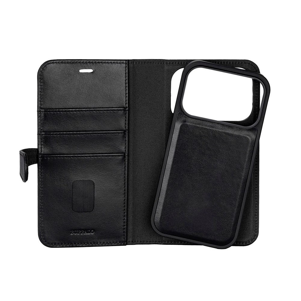 Buffalo iPhone 17 Pro Ægte Læder Flip Cover - Sort