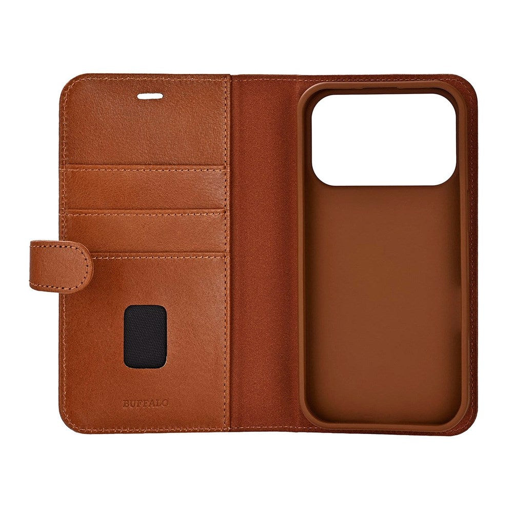Buffalo iPhone 17 Pro Ægte Læder Flip Cover - Brun