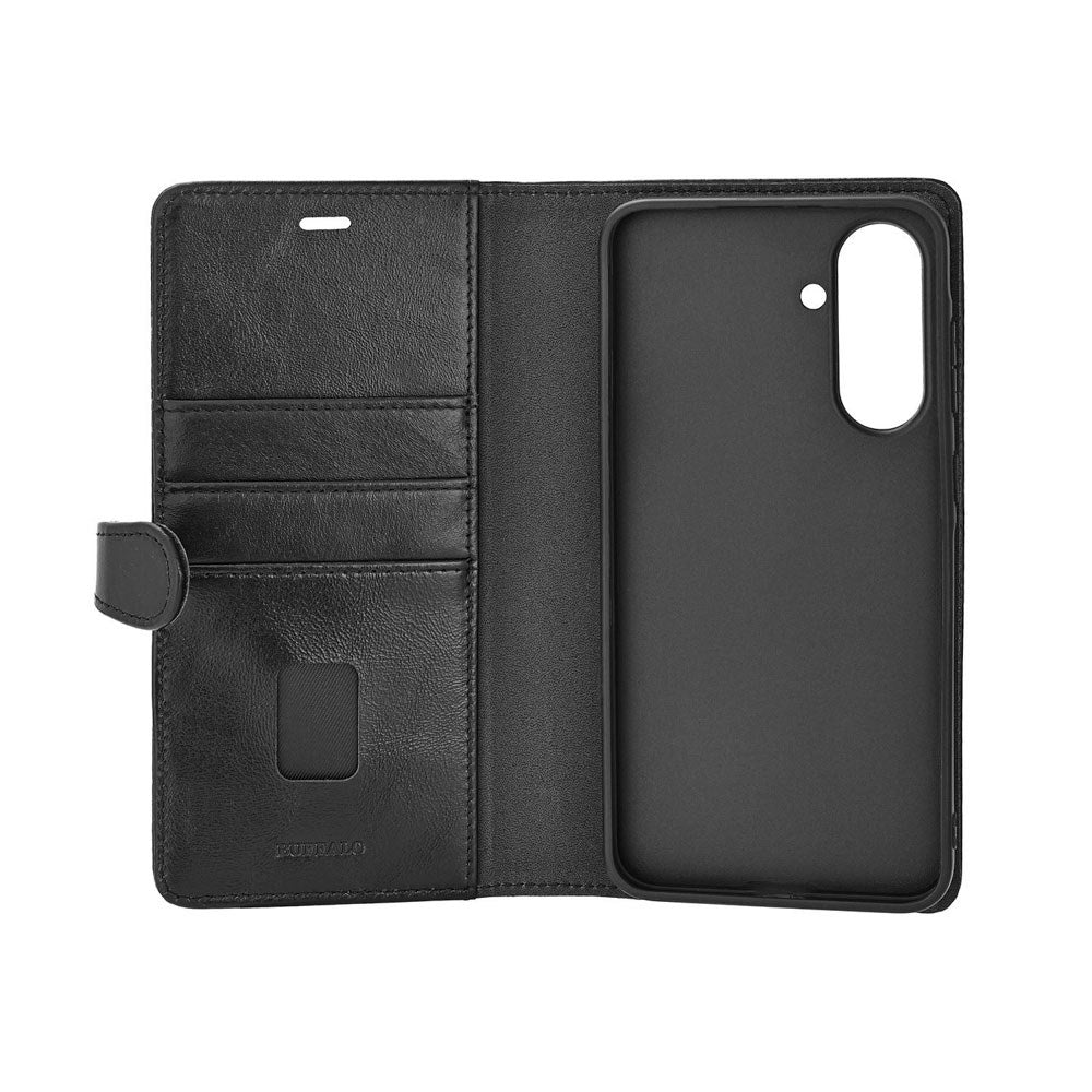 Buffalo Samsung Galaxy A57 2-i-1 Flip Cover - Ægte Læder - Sort