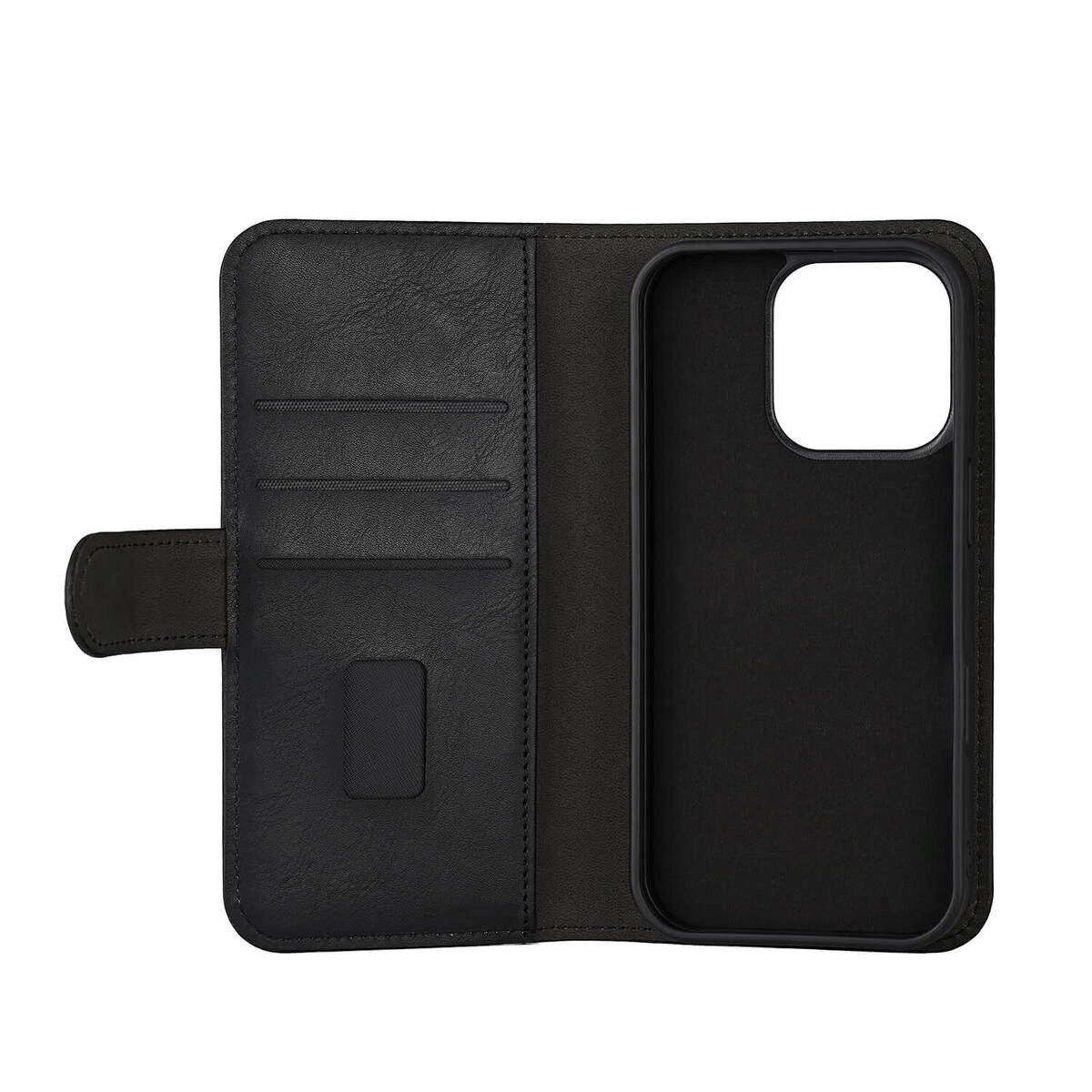 iPhone 16 Pro GEAR Læder Flip Cover 2-i-1 m. Pung 3 Kort - MagSafe Kompatibel - Sort