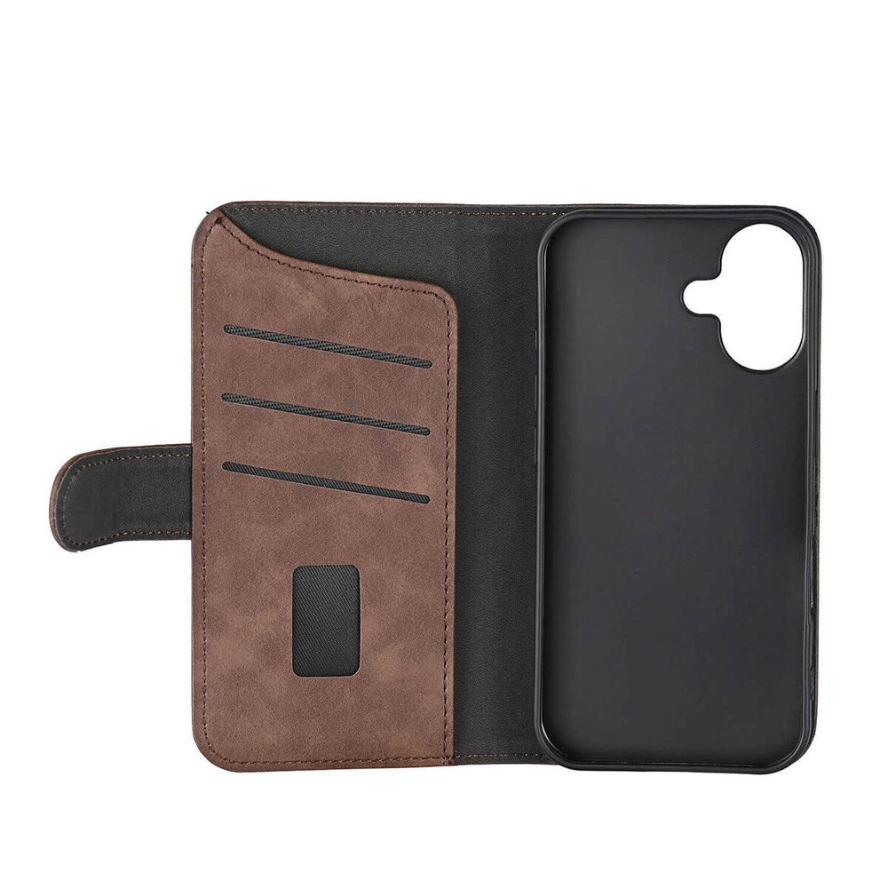 iPhone 16 GEAR Wallet - Læder Flip Cover m. Pung til 3 Kort - MagSafe Kompatibel - Brun