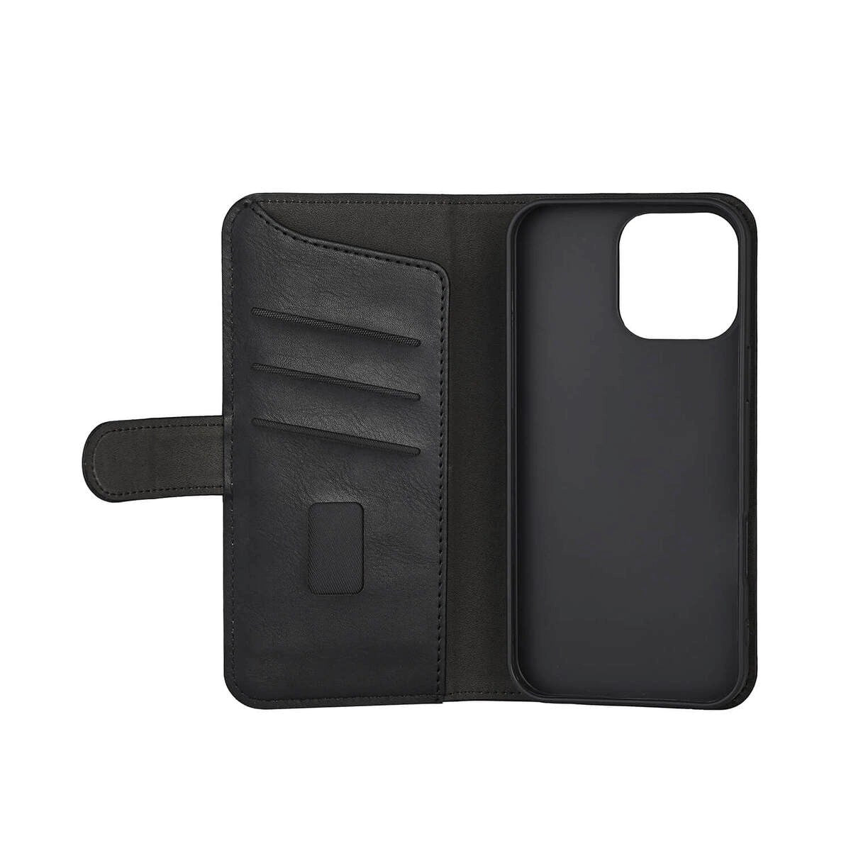 iPhone 16 Pro Max GEAR Wallet - Læder Flip Cover m. Pung til 3 Kort - MagSafe Kompatibel - Sort