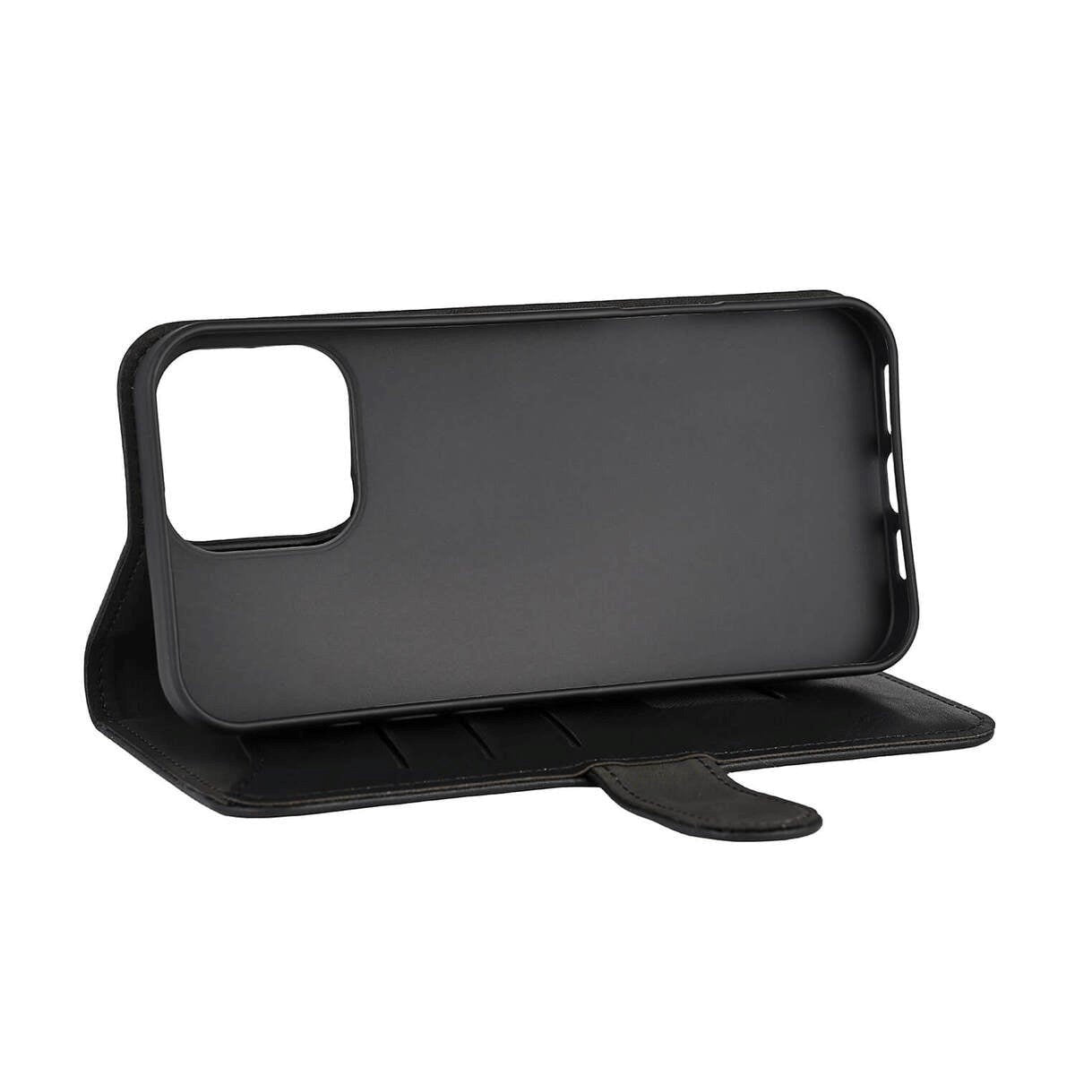 iPhone 16 Pro Max GEAR Wallet - Læder Flip Cover m. Pung til 3 Kort - MagSafe Kompatibel - Sort