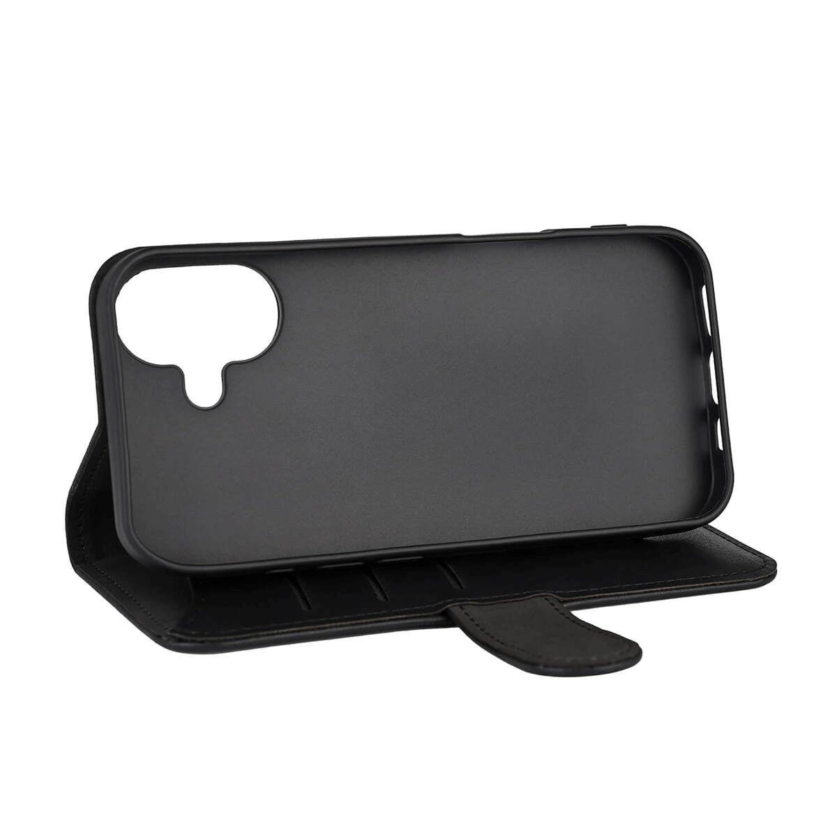 iPhone 16 Plus GEAR Wallet - Læder Flip Cover m. Pung til 3 Kort - MagSafe Kompatibel - Sort