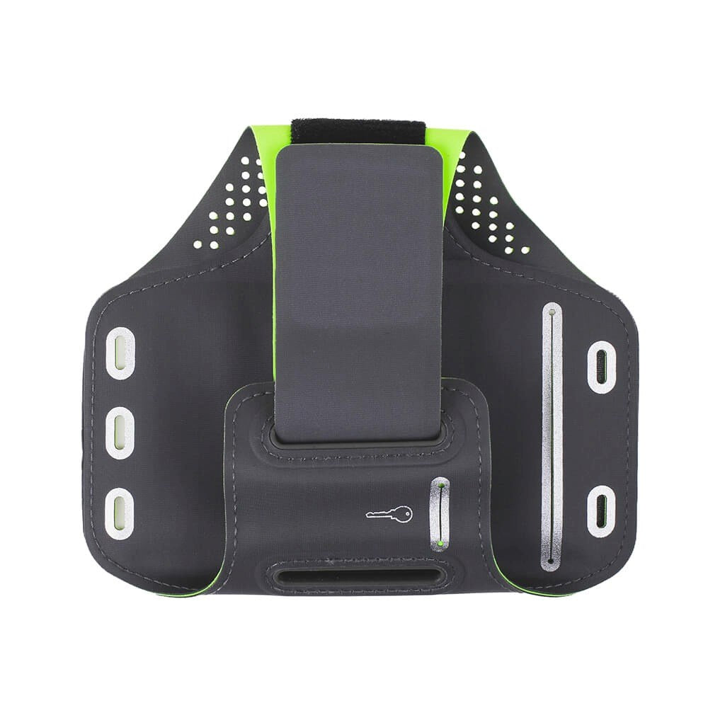 GEAR Universal Sportsarmbånd til Smartphone m. Lomme til Nøgle & Reflekskant (Maks. Mobil: 70 x 145mm) - Grå / Grøn