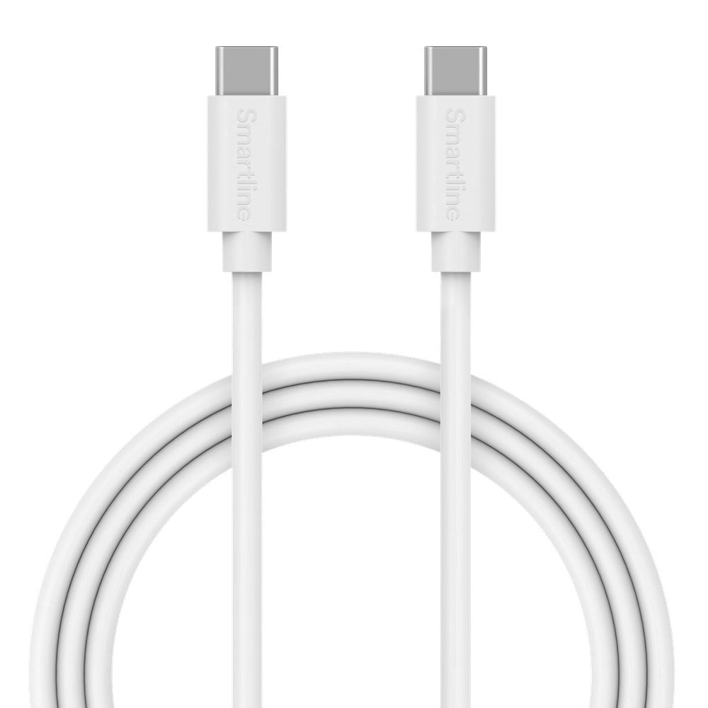Smartline USB-C til USB-C Kabel (3A/60W) - 3 m. - Hvid