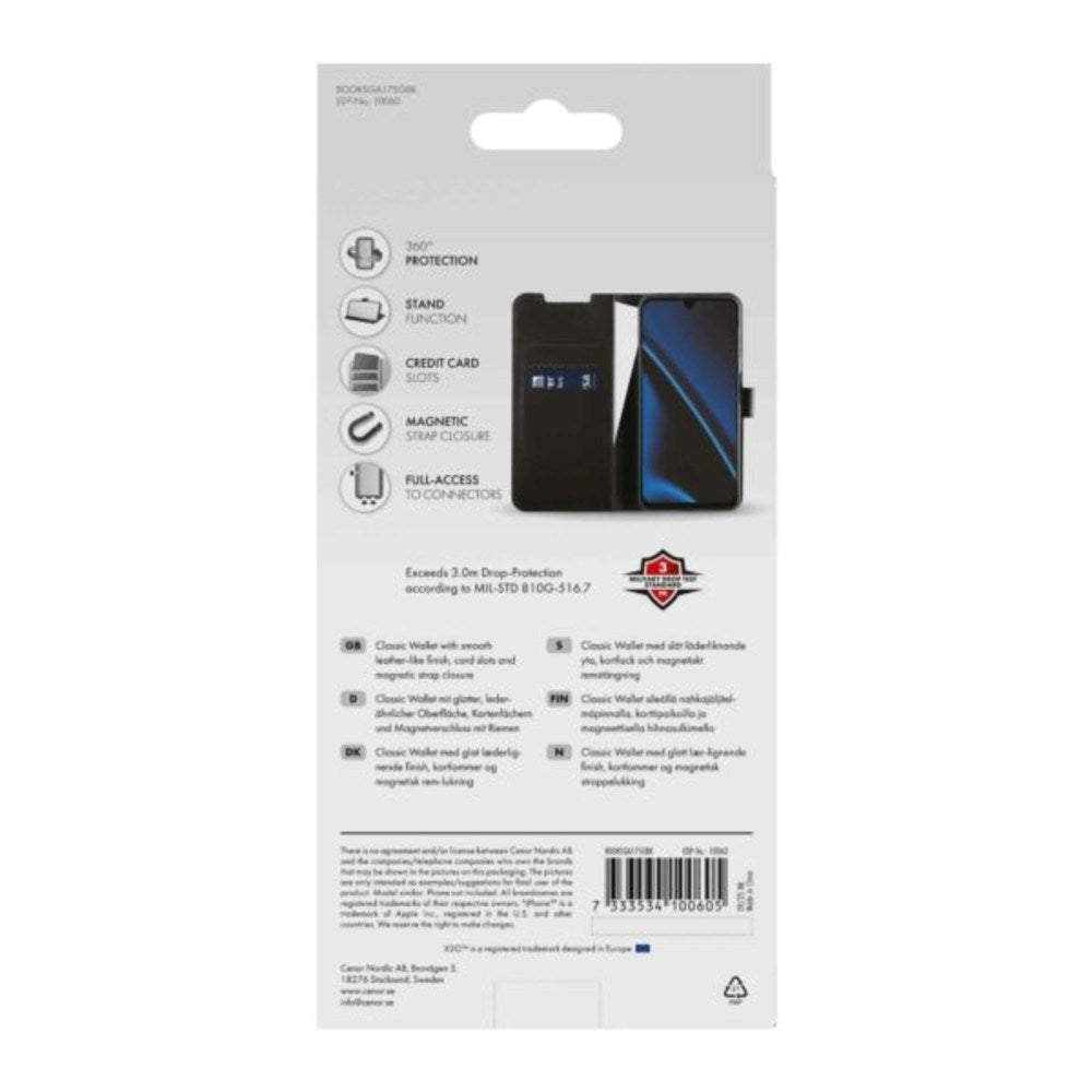 Samsung Galaxy A17 (5G) X2O Classic Wallet Flip Cover m. Kortholder & Ståfunktion - Sort