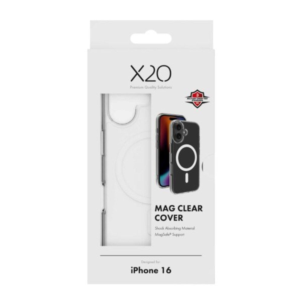 iPhone 16 X2O Mag Clear Bagside Cover - MagSafe Kompatibel - Gennemsigtig