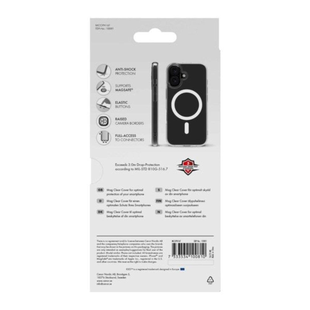 iPhone 16 X2O Mag Clear Bagside Cover - MagSafe Kompatibel - Gennemsigtig