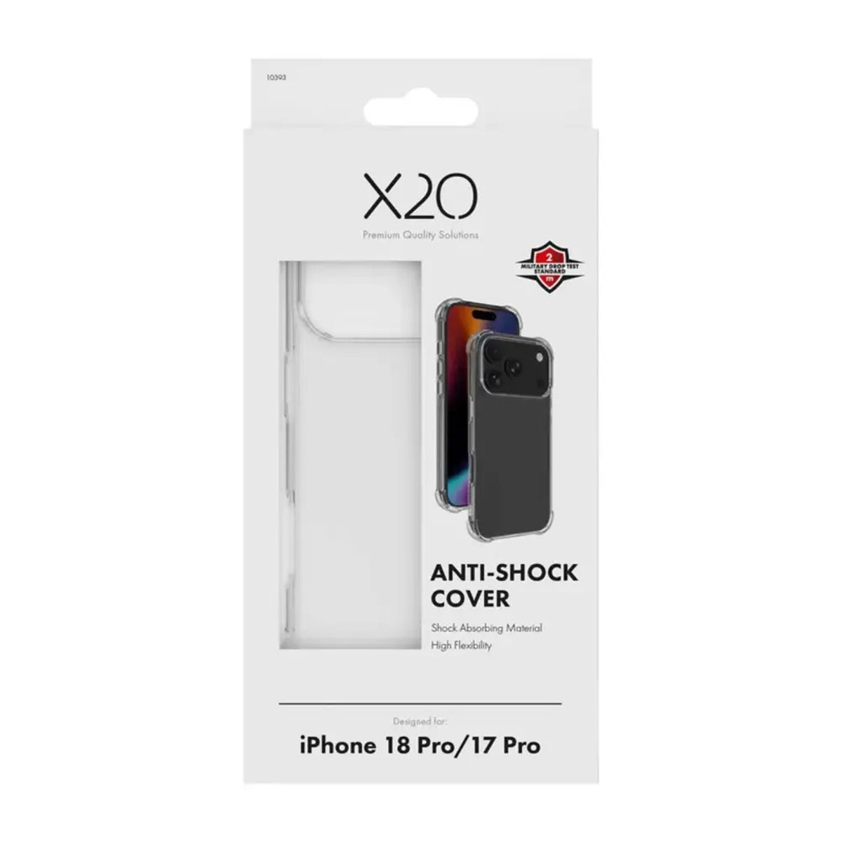 X2O iPhone 18 Pro / 17 Pro Anti-Shock Bagside Cover - Gennemsigtig