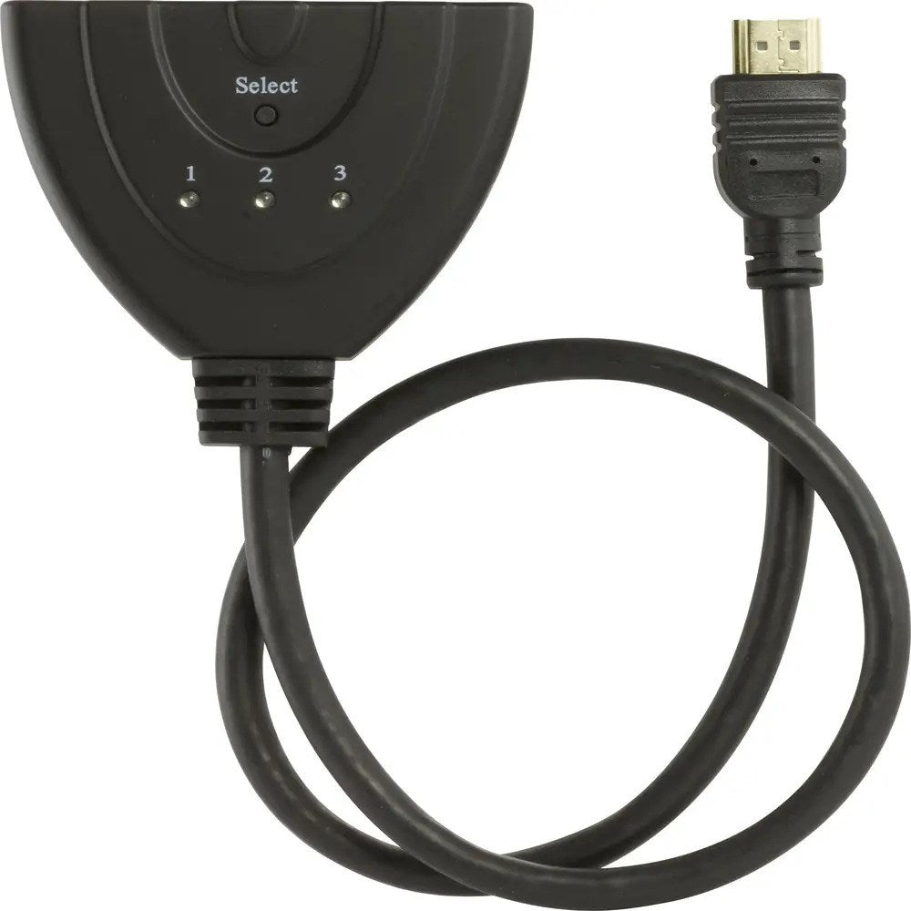 Deltaco 3-Ports HDMI Pigtail Switch - Sort