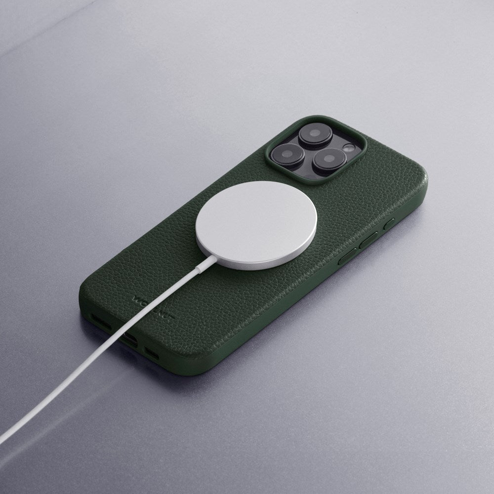 iPhone 16 Pro Max WOOLNUT Ægte Læder Bagside Cover - MagSafe Kompatibel - Grøn