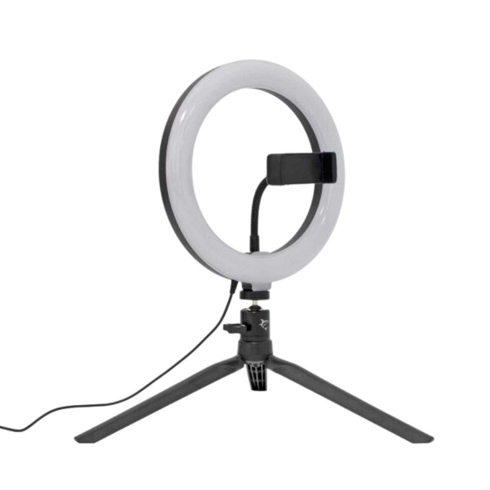 White Shark 1200lm Ring Light - Tripod - Mobilholder - 20cm - Sort