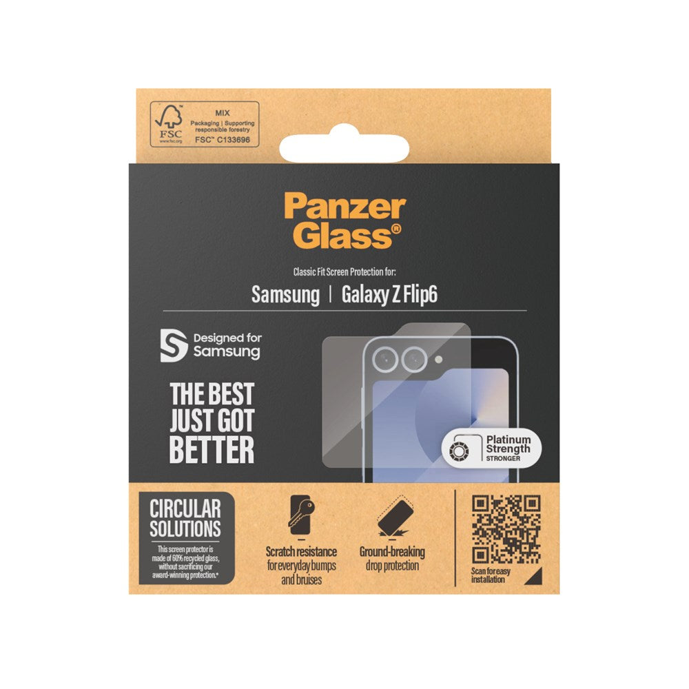 Samsung Galaxy Z Flip7 FE / Flip6 PanzerGlass Sub Screen Classic Fit Beskyttelsesglas - Platinum Strength - Gennemsigtig