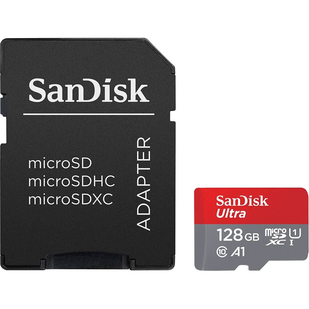 SanDisk 128GB Micro SDXC Hukommelseskort m. Adapter - Rød / Grå