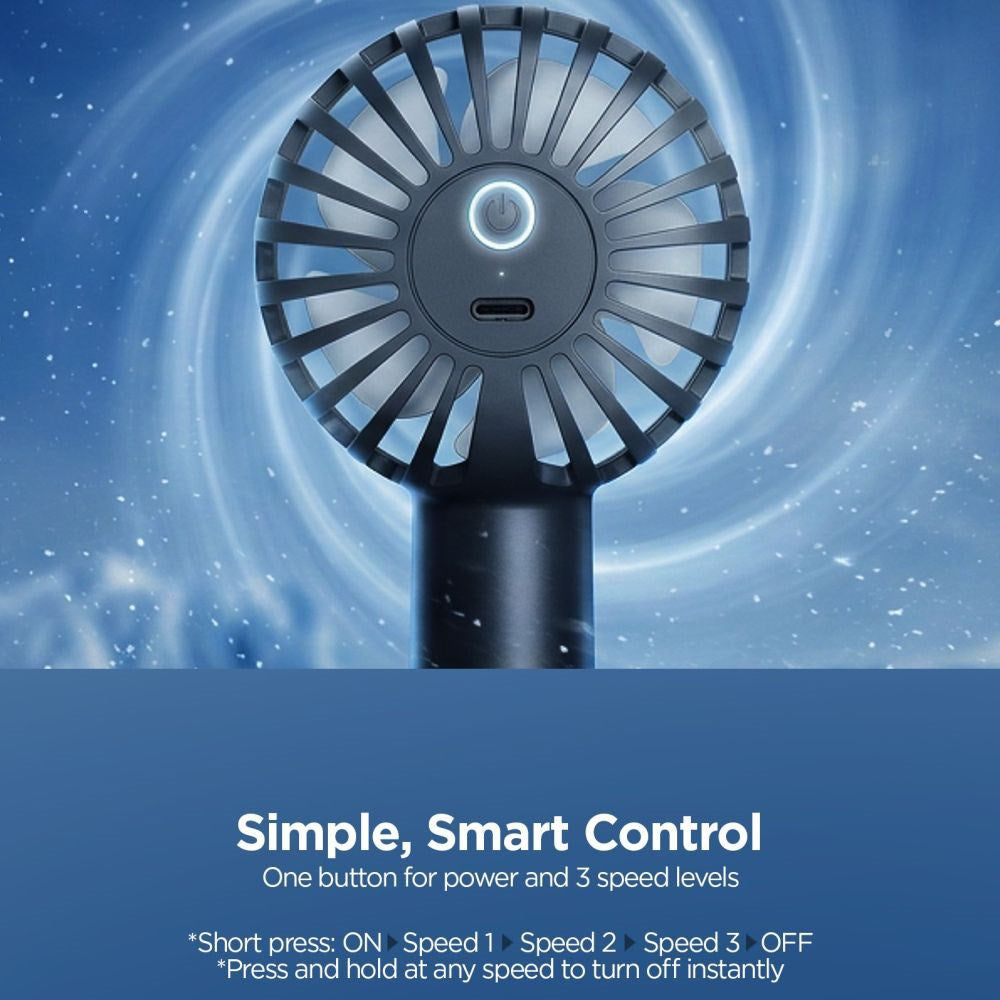 Spigen Mini Bærbar Håndholdt Ventilator m. Strop - Sort