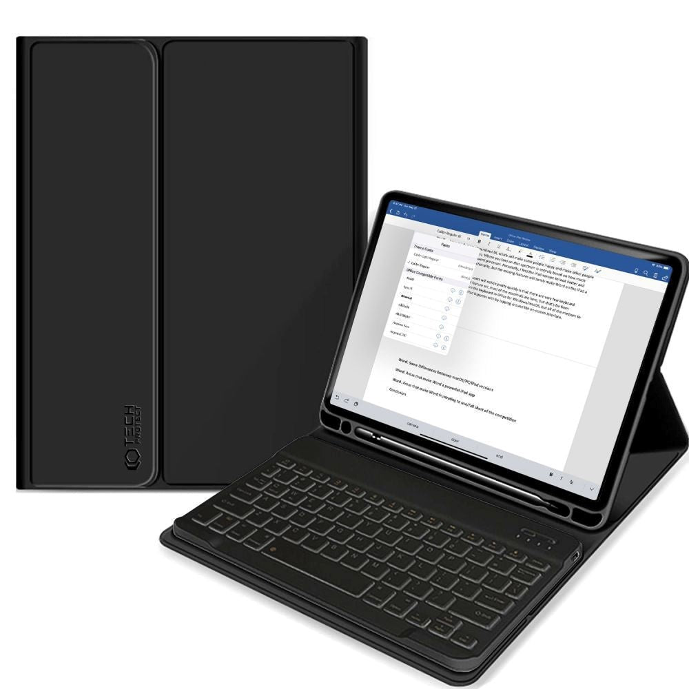 iPad 11" (2025) / iPad 10.9" (2024/2022) Tech-Protect Keyboard Cover m. Pencil Holder - Engelsk Layout - Sort