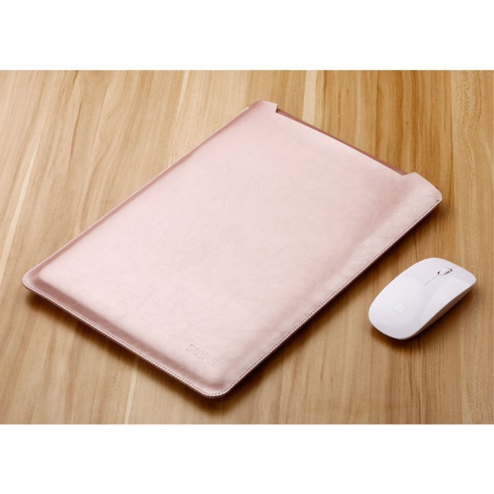 SOYAN MacBook / Laptop 12" (30cm x 22cm x 3mm) Læder Sleeve med musemåtte - Rose Gold