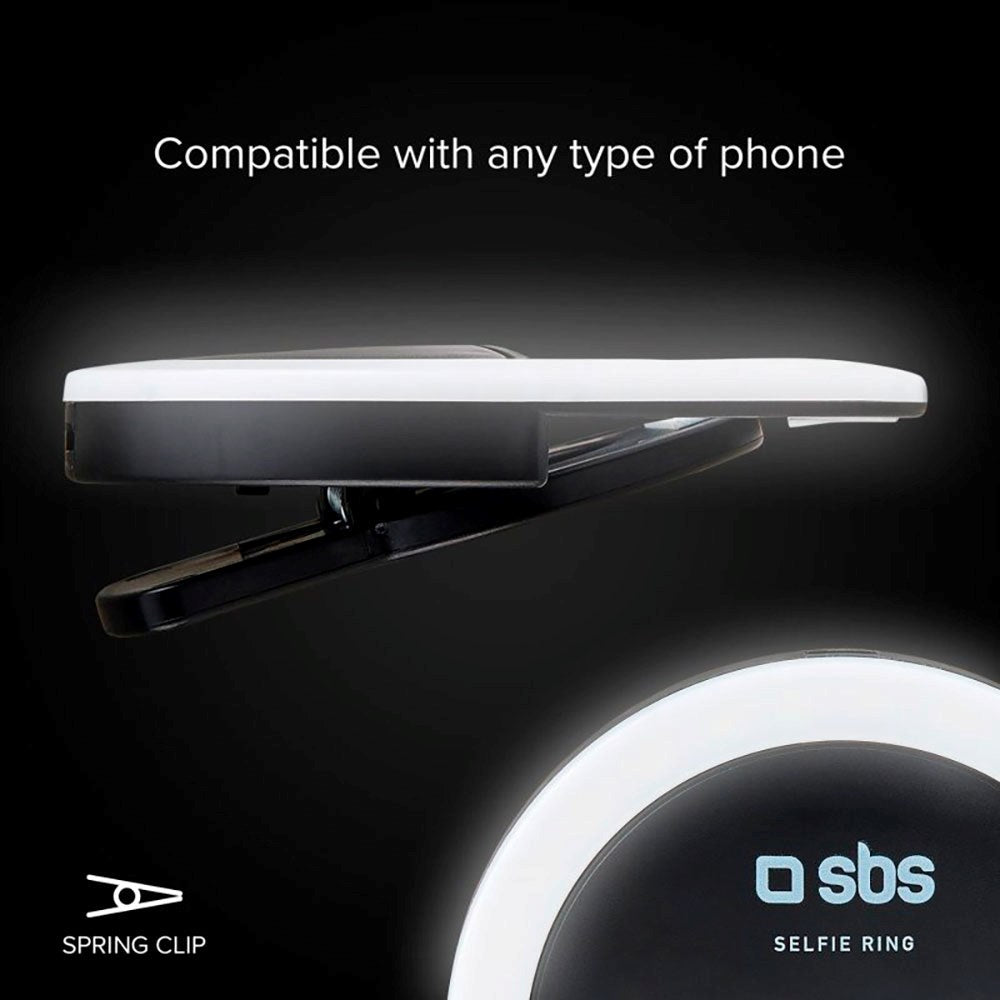 SBS Selfie Ring Light Mini til Smartphone - Sort