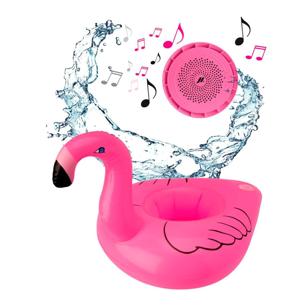 MUSIC HERO Bluetooth Højtaler m. Oppustelig Badring - Flamingo