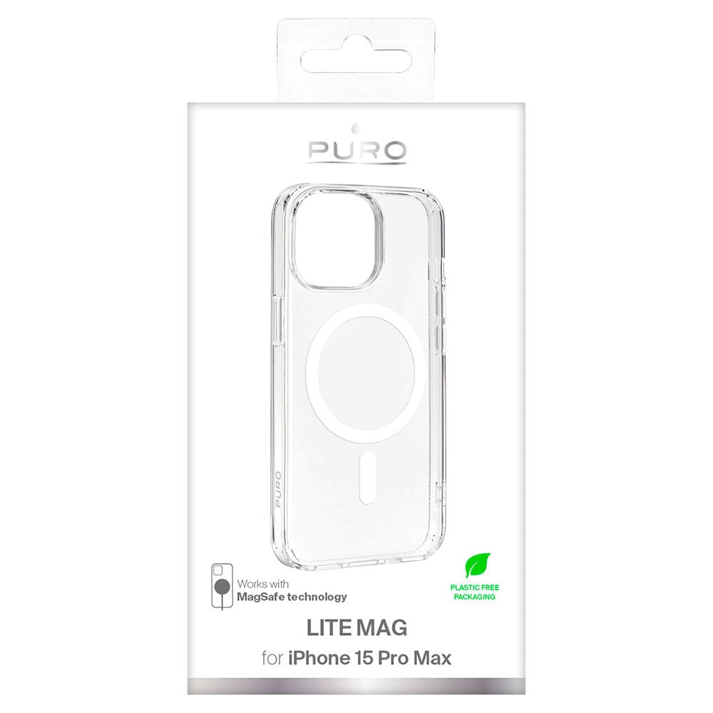 iPhone 15 Pro Max Puro Lite Mag Bagside Cover - MagSafe Kompatibel - Gennemsigtig / Hvid