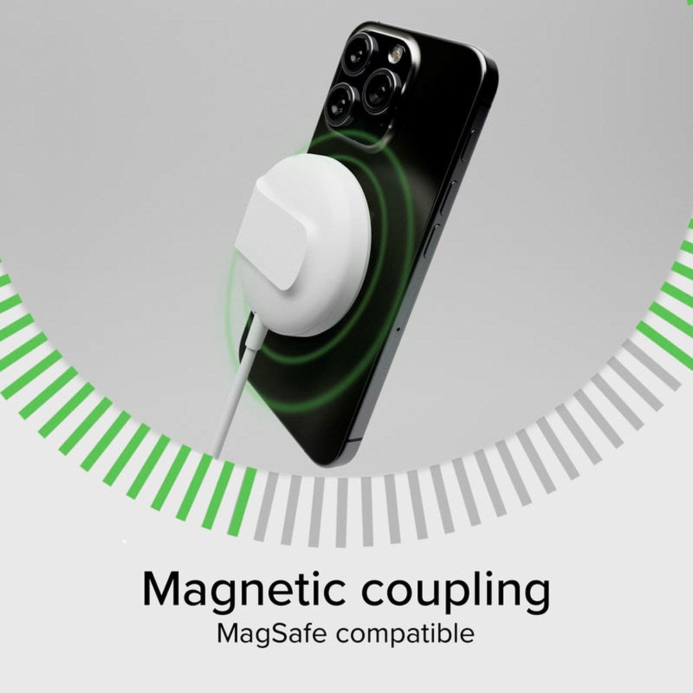 Qi2 Trådløs Oplader m. Kickstand - MagSafe Kompatibel - SBS - 15W - Hvid