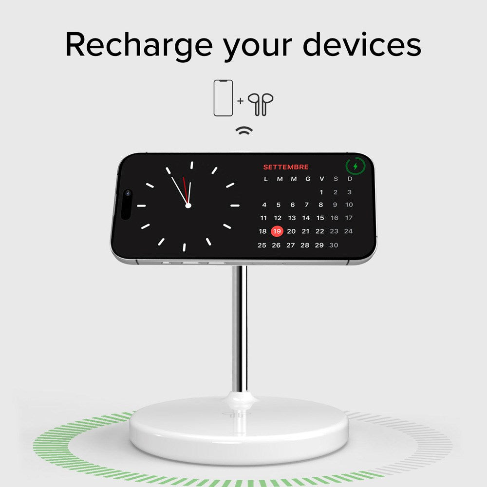 Qi2 2-i-1 Magnetisk Trådløs Oplader - SBS - MagSafe Kompatibel - Hvid