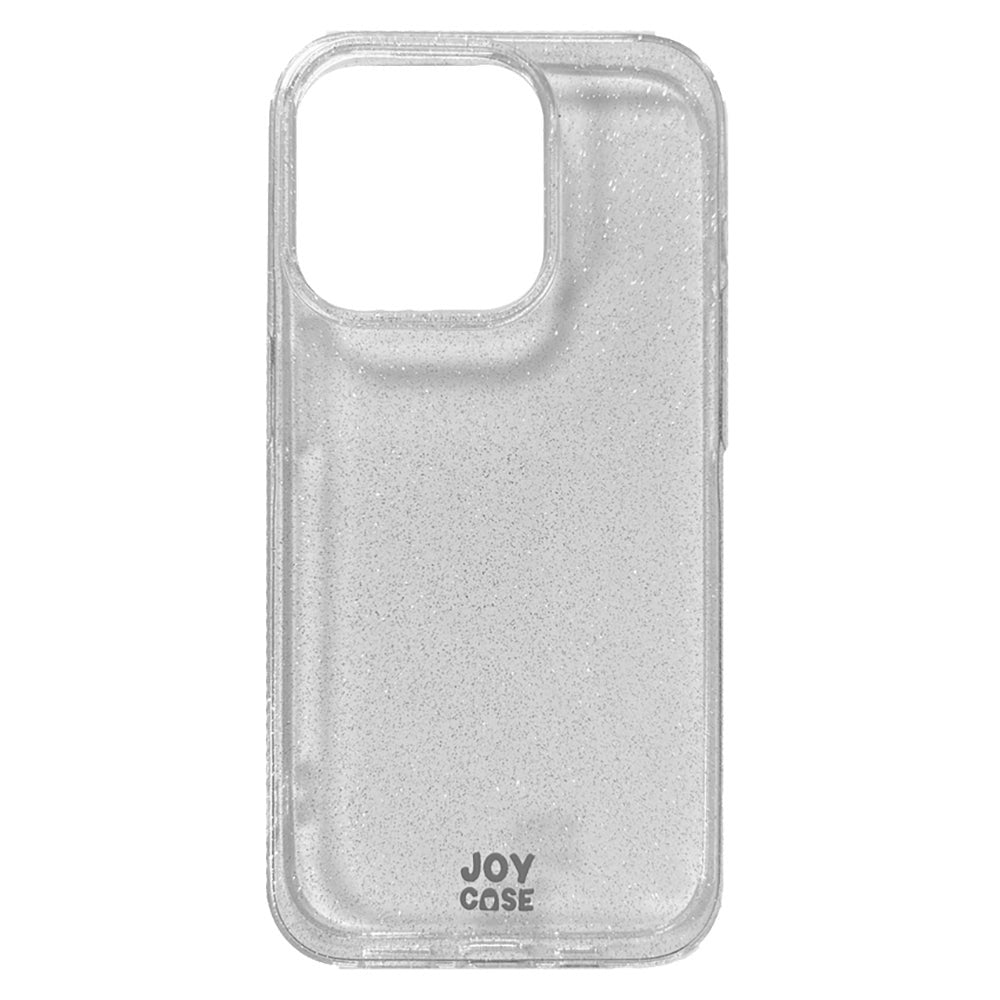 iPhone 15 Pro Joy Case Hybrid Glitter Bagside Cover - Gennemsigtig / Sølv