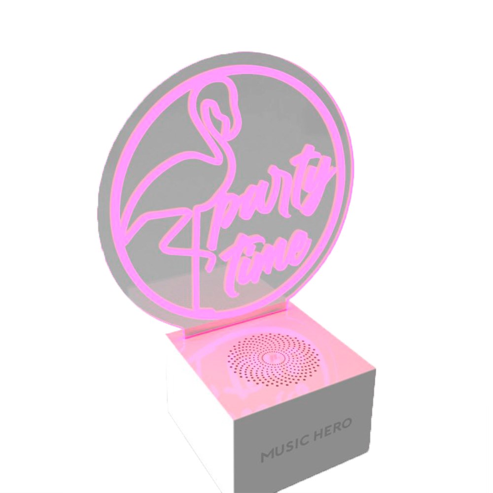 MUSIC HERO Neon Bluetooth Højtaler m. LED Lys - Pink