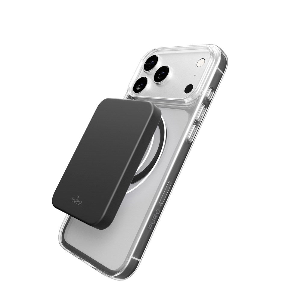 PURO iPhone 17 Pro Hybrid Bagside Cover - MagSafe Kompatibel - Gennemsigtig / Sort